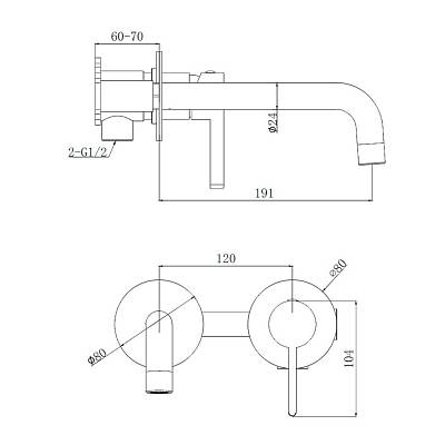 Смеситель для раковины/умывальника Splenka S221.11.03 встраиваемый, однорычажный, неповоротный, нержавеющая сталь, длина излива 191 мм, керамический, цвет золотой сатин