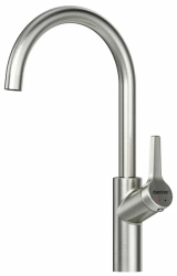 Смеситель для кухни/мойки Damixa Eclipse однорычажный, поворотный, керамический, с высоким изливом, длина 196 мм, латунь, цвет никель