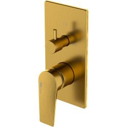 Смеситель для душа WasserKRAFT Aisch, однорычажный, встраиваемый, керамический, без излива, без душевого комплекта, латунь, цвет золото матовое