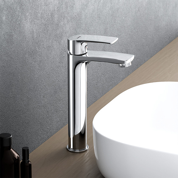 Смеситель для раковины/умывальника Damixa Eclipse 2.0 высокий, однорычажный, неповоротный, керамический, длина излива 102 мм, латунь, цвет хром