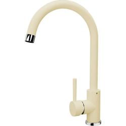 Смеситель для кухни Florentina Альфа, однорычажный, поворотный, керамический, с высоким С-образным изливом, высота излива 20,2 см, латунь, цвет шампань