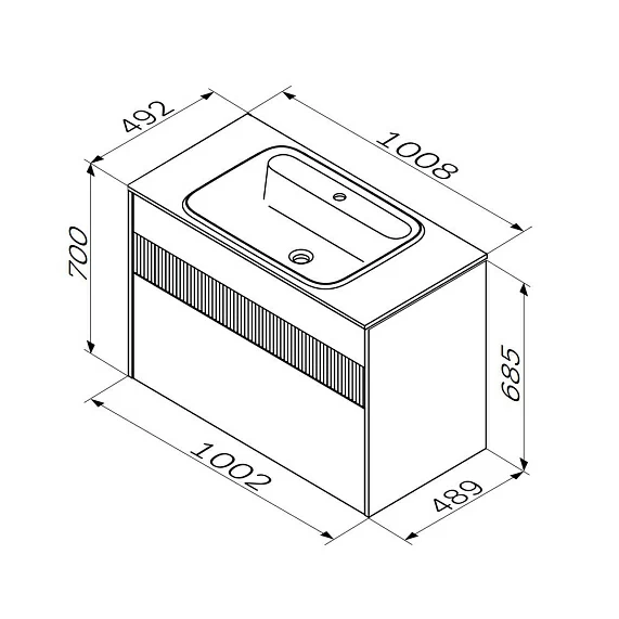 Тумба под раковину AM.PM Func 100, 1002x489x685 мм, подвесная/напольная, цвет белый матовый, 2 выдвижных ящика, под раковину/умывальник, прямоугольная, универсальная