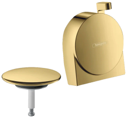 Излив для ванны Hansgrohe Exafill S (внешняя часть), настенный/на ванну, неповоротный, латунный, цвет полированное золото, круглый, длина излива 3,6 см, встраиваемый/встроенный, для смесителя/ванны/ванной/душевой