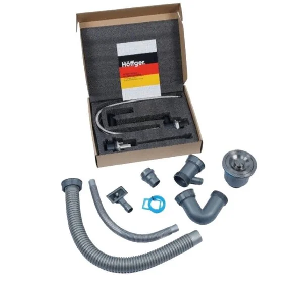 Мойка кухонная Hoffger Klape 5050B+K 500х500х225 мм со смесителем и аксессуарами, цвет Black черный графит 