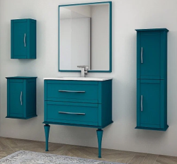 Тумба под раковину Cezares Tiffany 74, 74х46х55 см, подвесная, 2 выдвижных ящика, МДФ, цвет: зеленый, шкафчик навесной, механизм доводчика, прямоугольная
