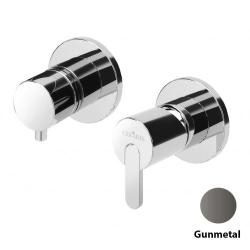 Смеситель для душа Cezares Leaf, встраиваемый, на 3 выхода, однорычажный, без излива, керамический, латунь, внутренний (скрытый монтаж), цвет Gunmetal PVD