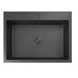 Мойка GranFest METAL 6045, 60х45 см, врезная, стальная, прямоугольная, цвет PVD графит, с отверстием под смеситель, без слив-перелива, без крыла, для кухни