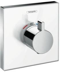 Смеситель для душа Hansgrohe ShowerSelect Highflow, термостатический, скрытого монтажа, настенный, без излива/шланга/лейки, латунь/стекло, цвет хром/белый