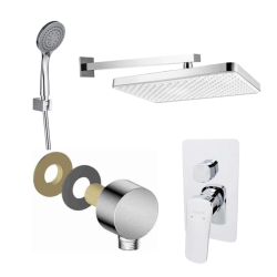 Душевая система Aquatek Вега встраиваемая, цвет хром, комплект: смеситель/тропический душ (с верхней лейкой)/лейка/шланг, латунь, скрытого монтажа