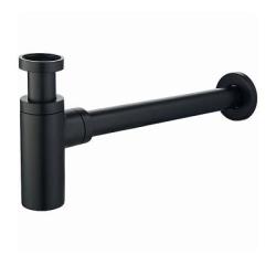 Сифон для раковины Raglo R600.20.06, бутылочный, без выпуска, 1 1/4" горизонтальный/боковой выпуск (в стену), латунь, цвет черный, для раковины/умывальника 