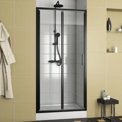Душевая дверь Bravat Black Line, 100х200 см, прозрачное стекло/профиль черный, в нишу, универсальная модификация, прозрачное закаленное стекло, складная, профиль черный