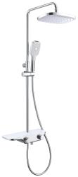 Душевая система D&K Bayern Potsdam, высота 115 см, цвет: хром, комплект: верхний душ/ручной душ/смеситель для душа термостатический/шланг для душа/держатель для душа, внешнего/наружного монтажа, настенная, латунная, для душа/ванной