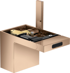 Смеситель для биде Axor MyEdition однорычажный, без панели, керамический, фиксированный излив, длина 12,1 см, латунь, цвет полированное красное золото, без шланга/лейки, со сливным гарнитуром