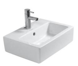 Раковина DURAVIT Vero, 45х35х16 см, подвесная, прямоугольная, санфарфор, цвет белый, с 1 отверстием под смеситель, слив/перелив