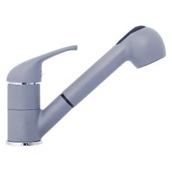 Смеситель для кухни/мойки TopZero, цвет Titan, однорычажный, выдвижной излив переключение струя/душ, высоким/низким изливом, высота излива 125 см, из латуни/гранита