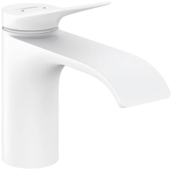 Смеситель для раковины Hansgrohe Vivenis 80, однорычажный, фиксированный, излив короткий, длина 13,3 см, керамический, латунь, цвет матовый белый, без донного клапана