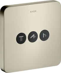 Вентиль Axor ShowerSelect softsquare запорный/переключающий, для 3 потребителей, скрытого монтажа, настенный, 17х17 см, квадратный, латунь, цвет: полированный никель, встраеваемый/встроенный, для ванны/душа