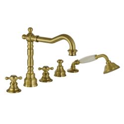 Смеситель для ванны/душа Migliore Arcadia, на борт ванны, двухвентильный, неповоротный, длина 210 мм, керамический, латунь, цвет бронза