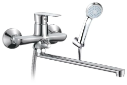 Смеситель для ванны/душа Osgard Amungen, однорычажный, настенный, поворотный, латунный, длинный излив, длина излива 390 мм, керамический, цвет хром