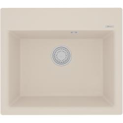 Мойка кухонная Lemark HANKA 570, 50х57х19,7 см, врезная, кварцгранит, прямоугольная, цвет шампань, без отверстия под смеситель, без крыла, слив-перелив, врезная в столещницу, для кухни