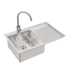 Мойка кухонная ALVEUS QUARTO 30 BRS-90 78х48х19 см, слив 90, врезная/встраиваемая сверху, с крылом, нержавеющая сталь, прямоугольная, цвет нержавеющая сталь (BRS), 1 отверстие под смеситель