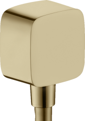 Шланговое подсоединение Axor ShowerSolutions Fixfit softsquare, размер 6,4х6,4 см, цвет полированная бронза, квадратное, настенное, латунное/пластиковое, с обратным клапаном, подключение для душевого шланга