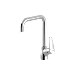 Смеситель для кухни/мойки Bravat Eco, однорычажный, керамический, с поворотным изливом, длина излива 196 мм, латунь, цвет хром