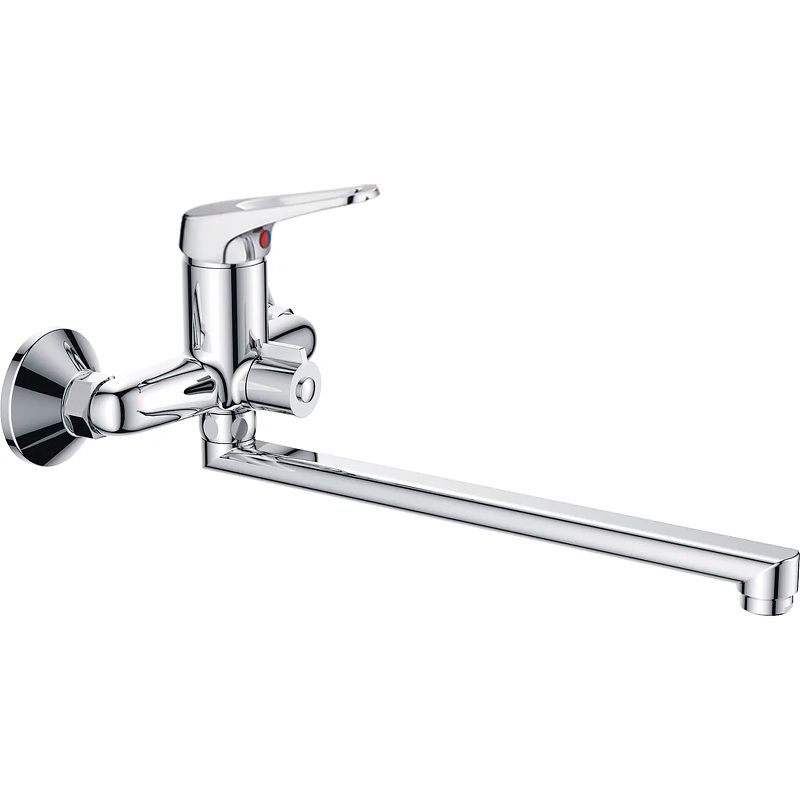 Смеситель для ванны/душа HAIBA CRON однозахватный, хромированный, настенный, излив длинный 320 мм, поворотный, силумин, цвет хром