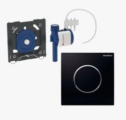 Ручной пневмопривод смыва Geberit Sigma 10 для писсуара, черный/хром. пластик, квадратная, клавиша управления для писсуара, одна кнопка (полный слив), пневматический, панель, размер 13х13х0,9 см, скрытое размещение