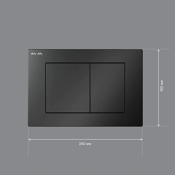 Кнопка смыва Am.Pm PrimeFit S черная матовая, клавиша управления для сливного бачка, инсталляции унитаза, двойная, механическая, панель, универсальная, размер 240х162х10 мм