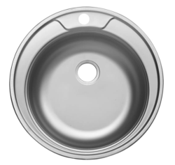 Мойка Ukinox Фаворит, 50х50 см, FAD500 ---4C 0C врезная, стальная, круглая, цвет нержавеющая сталь, с отверстием под смеситель, слив-перелив, без крыла, для кухни