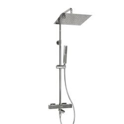 Душевая система WasserKRAFT, высота 840-1150 мм, цвет хром, комплект: термостатический смеситель/излив/тропический душ (с верхней лейкой)/стойка/лейка/шланг, наружного монтажа