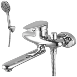 Смеситель для ванны/душа Lemark Status, настенный, однорычажный, поворотный, длина излива 234 мм, керамический, латунь, цвет хром