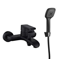 Смеситель для ванны/душа Melodia Heavy Metal однорычажный, настенный, неповоротный, керамический картридж, длина излива 179 мм, латунь, цвет черный MDV35640bk