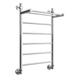 Полотенцесушитель Двин FJ 80/50, водяной (1"-1/2" К3  Полированный), с полкой, универсальное подключение, нержавеющая сталь, настенный, форма лесенка, цвет хром