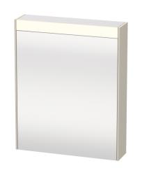 Зеркальный шкаф Duravit Brioso, 62х76х14,8 см, подвесной, цвет: серо-коричневый, зеркало с подсветкой LED/ЛЭД, выключатель/розетка, с 1 распашной дверцей/одностворчатый, 2 стеклянные полки, прямоугольный, левый