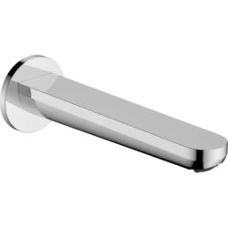 Излив на ванну Hansgrohe Rebris S, без переключателя на душ, настенный, неповоротный, латунь, цвет: хром, округлый, длина излива 20 см, встраиваемый/встроенный, для смесителя/ванны/ванной/душевой