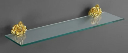 Полка стеклянная Art&Max Rose, настенная, латунь/стекло, форма прямоугольная, под зеркало в ванную/туалет/душевую кабину, цвет золото