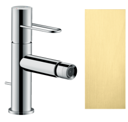 Смеситель для биде Axor Uno однорычажный, керамический, фиксированный излив, длина 12,4 см, латунь, цвет шлифованная медь, без шланга/лейки, с донным клапаном