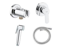 Смеситель с гигиеническим душем Grohe BauEdge встраиваемый, однорычажный, без излива, с гибким шлангом/лейкой, латунь, цвет хром 129188