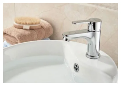 Смеситель для раковины/мойки LEDEME, однорычажный, неповоротный, латунный, длина излива 102 мм, латунь, цвет хром