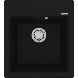 Мойка кухонная Lemark HANKA 450, 50х45х19,7 см, врезная, кварцгранит, прямоугольная, цвет антрацит, без отверстия под смеситель, без крыла, слив-перелив, врезная в столещницу, для кухни