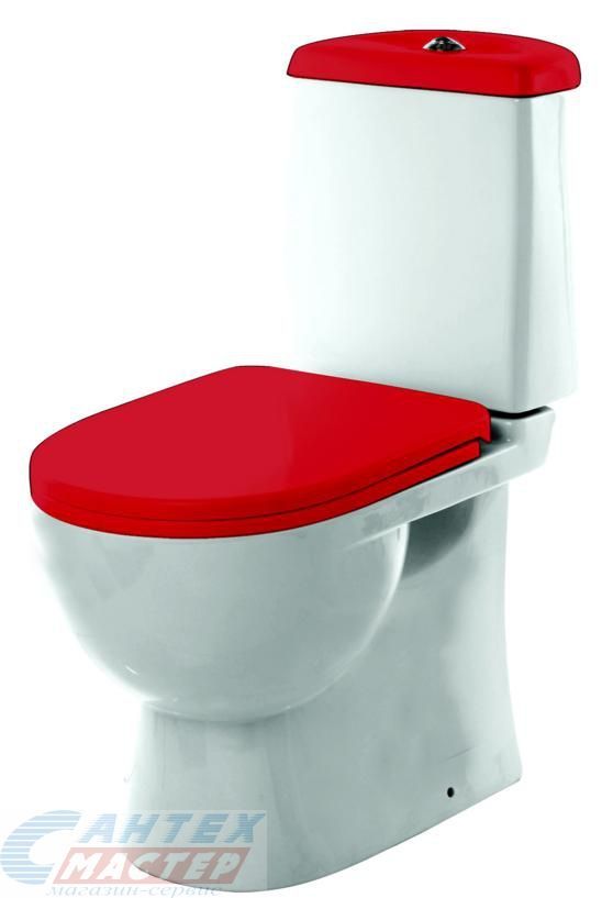 Унитаз компакт Sanita Best Color Red SL DM, белый/красный, универсальный выпуск, напольный, с быстросьемным сиденьем дюропласт с микролифтом, двухреж. арм. Oliveira