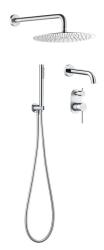 Душевая система Boheme Uno, встраиваемая, цвет хром, комплект: однорычажный, смеситель/излив/тропический душ (с верхней лейкой)/лейка/держатель лейки/шланг, встраиваемый (скрытый) монтаж