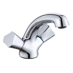 Смеситель для раковины/умывальника VIEIR двухвентильный, неповоротный, длина излива 122 мм, латунь, цвет хром