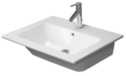 Раковина DURAVIT ME by Starck, WonderGliss 63х49х18 см, подвесная, прямоугольная, санфарфор, цвет белый, без отверстия под смеситель, антигрязевое покрытие, слив/перелив