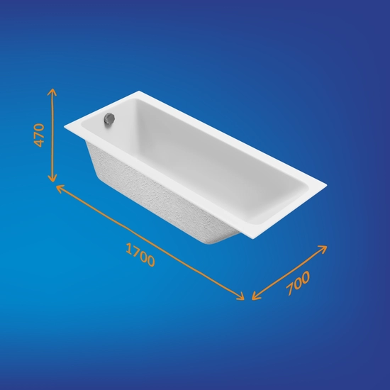 Ванна Cersanit Crea 170х70 акриловая, цвет- белая, (без гидромассажа, рамы, сифона, фронтальной панели) прямоугольная, левосторонняя/правосторонняя, левая/правая, универсальная