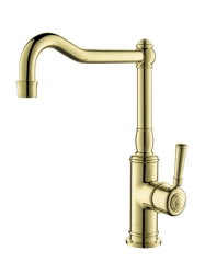 Смеситель для кухни/мойки Aquatek Классик однорычажный, поворотный, латунный, Г-излив, длина излива 210 мм, цвет полированное золото