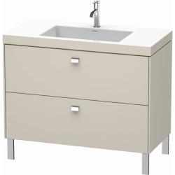 Тумба c раковиной Duravit Brioso, 100х48х61,3 см, подвесная, 2 выдвижных ящика, ДСП, цвет: серо-коричневый/хром /Vero Air, мебельная, прямоугольная, цвет белый, фарфоровая, 1 отверстие под смеситель, без перелива