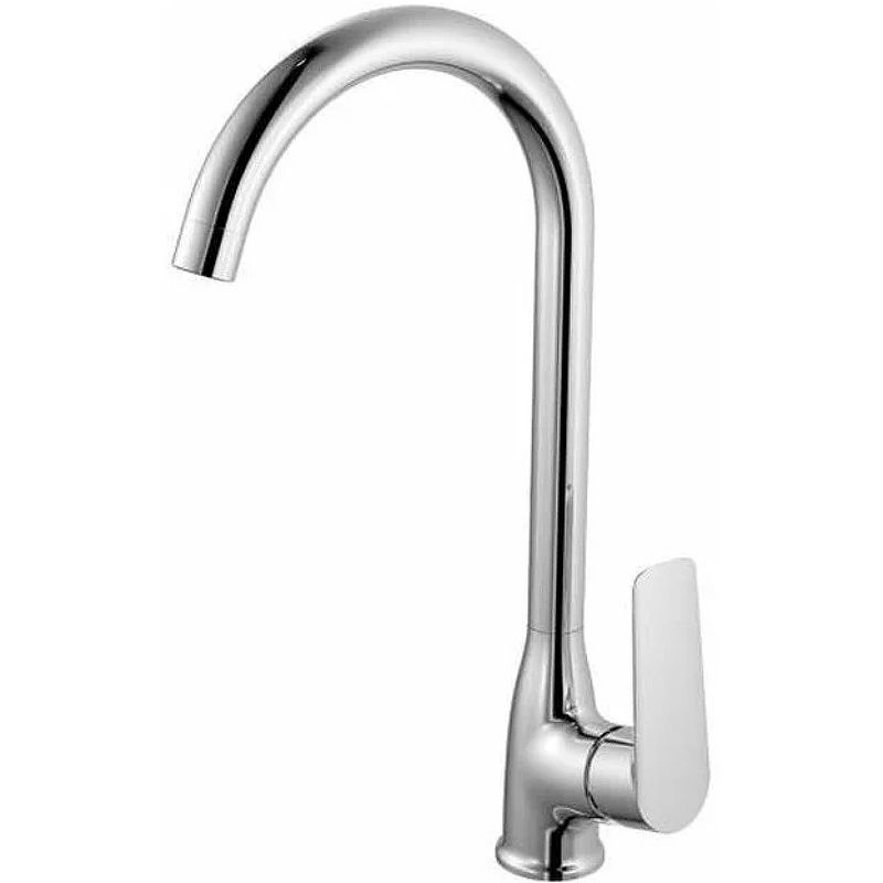 Смеситель для кухни/мойки HAIBA однозахватный, поворотный, латунный, с высоким изливом, длина 221 мм, латунь, цвет хром